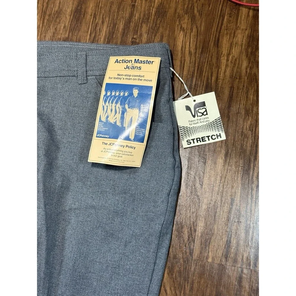 JCPenney Men’s Action Master Jeans 42 X 30 Heather Grey Polyester NWT Vintage